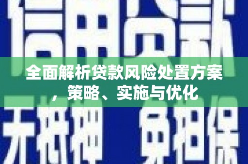 九寨沟全面解析贷款风险处置方案，策略、实施与优化